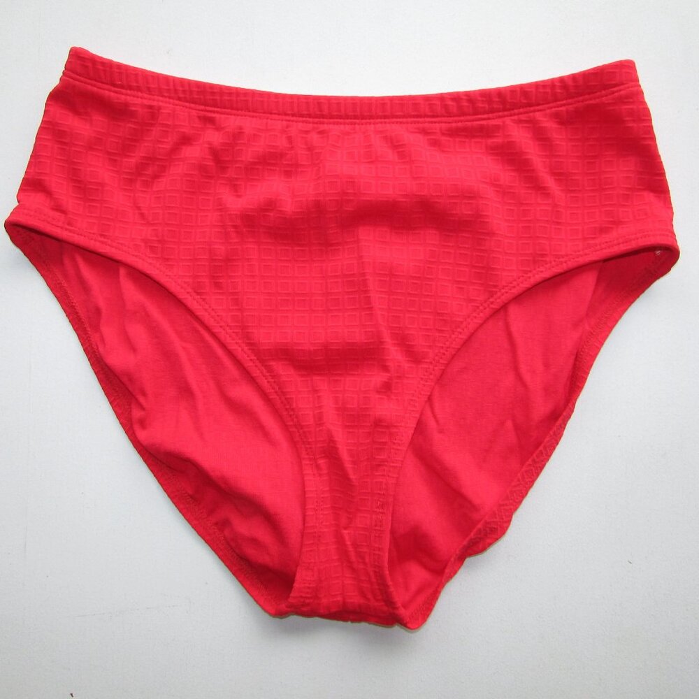 Red Textured Bikini Bottoms - 16 - NEW